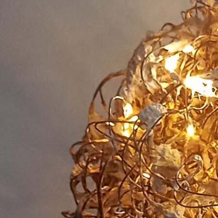 LIGHT SCULPTURE detail, wire and cotton paper pulp